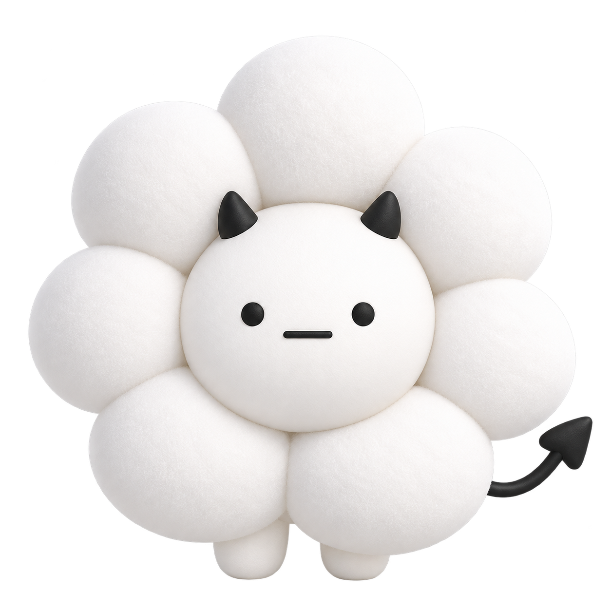はなまるになったしろもん。丸いふくらみが花びらのように顔のまわりを囲んでいる。